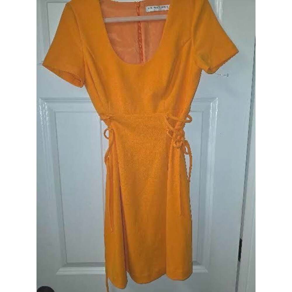 Trina Turk Cappuccia Tangerine Orange Side Tie  Mini Fit/Flare Dress S NWOT